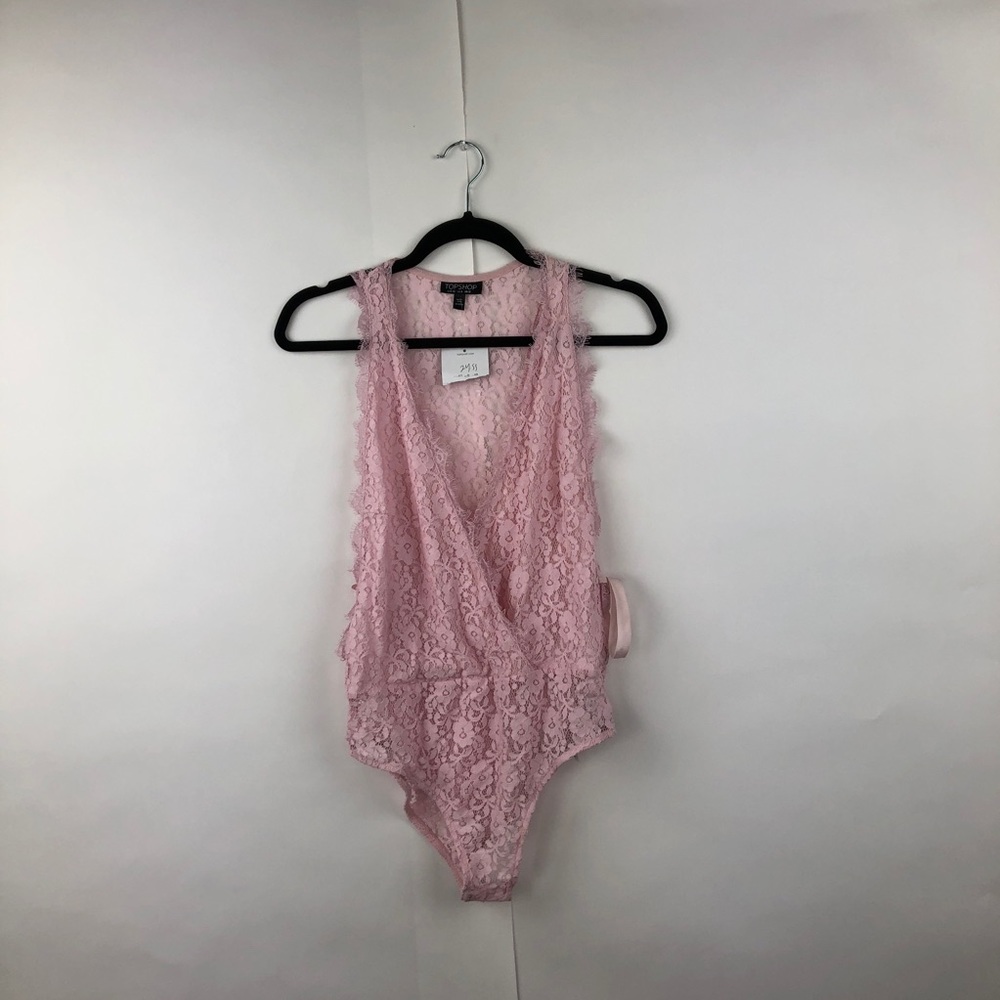 Topshop BodySuit US 8 Tie Side Lace Plunge Suit